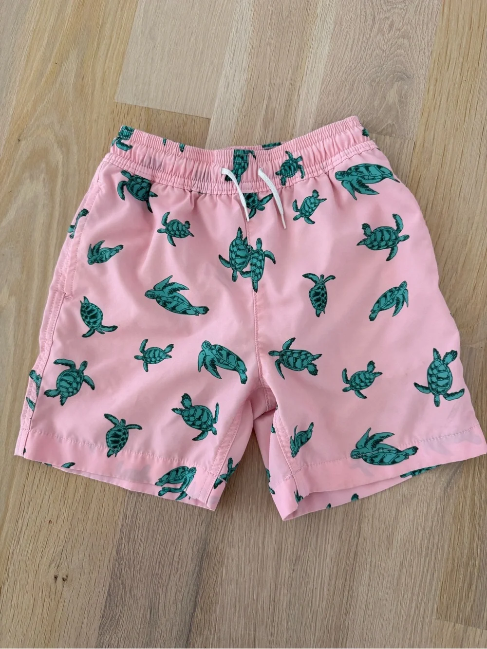 Crewcuts Pink Swim Shorts with Green Turtle Print